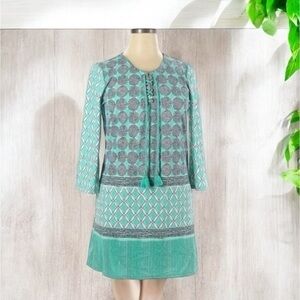 Cabana Life dress womens XL Beach Blue Stretchy Summer Knee Length Tie String